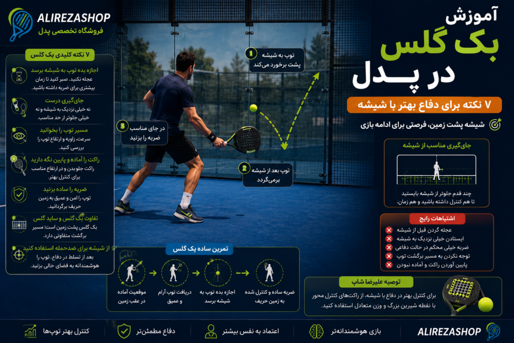 آموزش بک گلس پدل برای دفاع با شیشه
