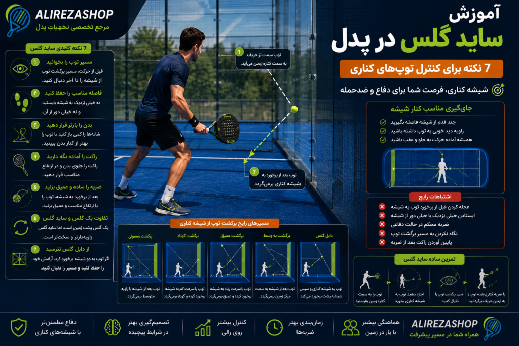 آموزش ساید گلس پدل برای دفاع با شیشه کناری