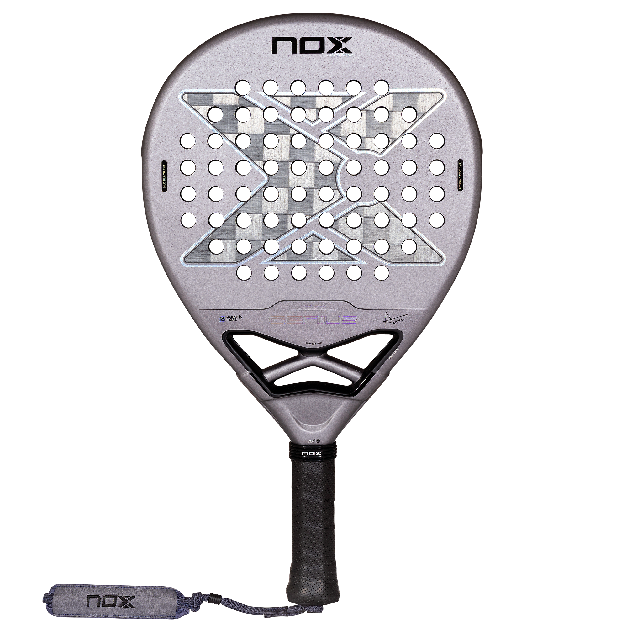 راکت پدل NOX Genius 18K Alum 2027 نمای روبرو