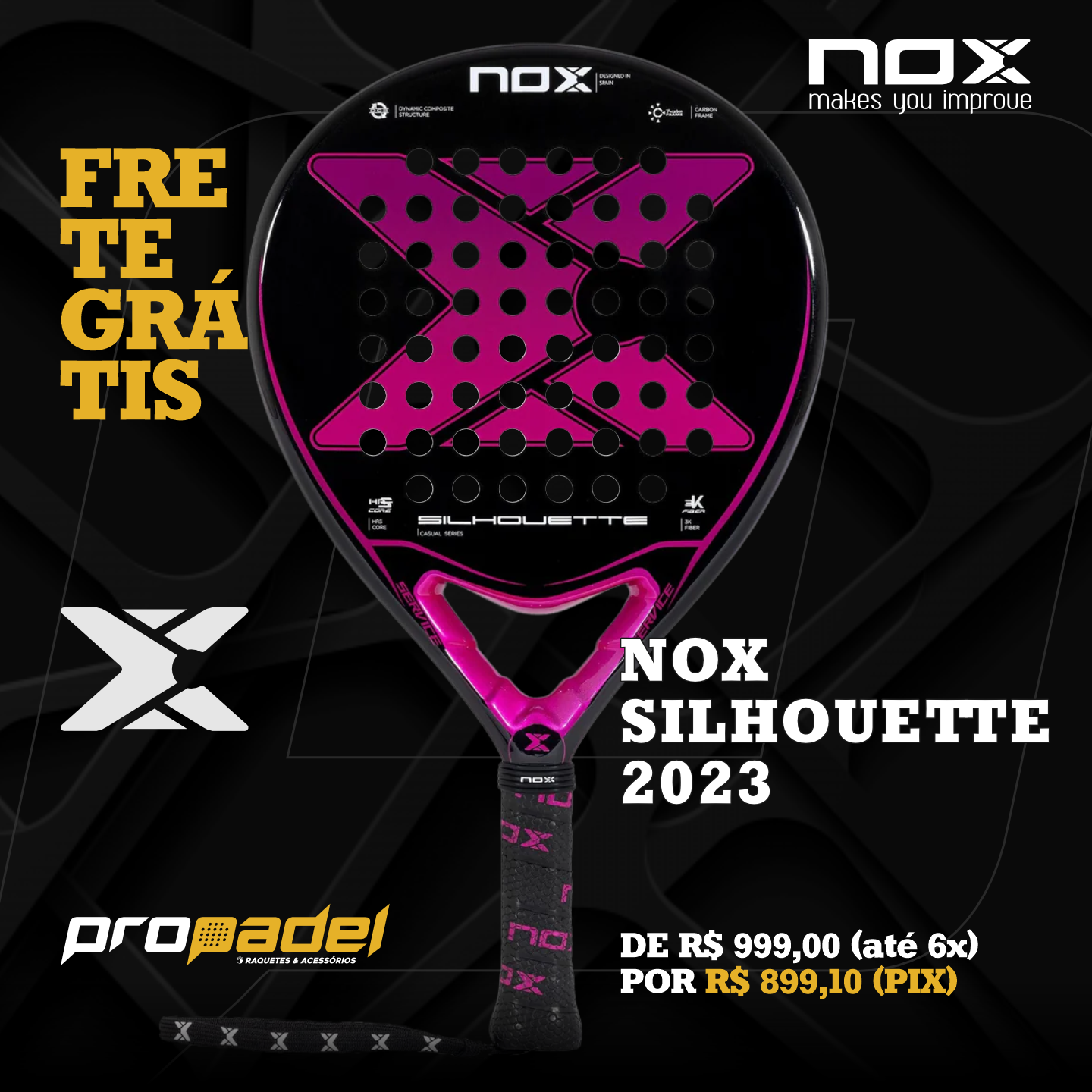 راکت پدل NOX X-One Silhouette 2023 نمای روبرو